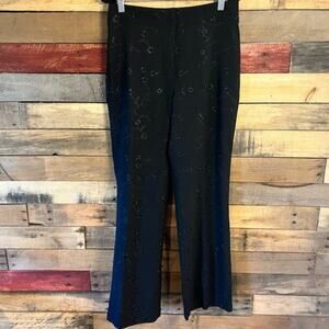 Versailles New York‎ Black Embroidered Floral Dress Pants Size 8